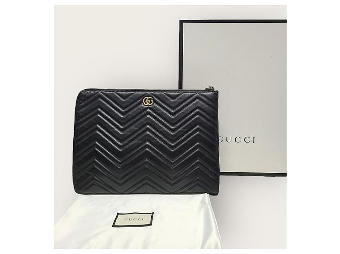 Gucci Clutch Black GG Marmont Matelassé Chevron Nero - vista 6