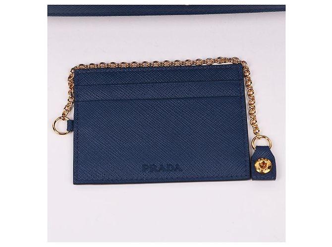 Prada Portafoglio lungo in Saffiano blu con logo triangle - vista 10