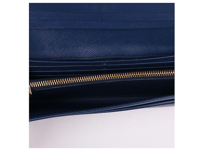 Prada Portafoglio lungo in Saffiano blu con logo triangle - vista 11