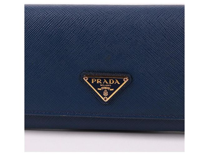 Prada Portafoglio lungo in Saffiano blu con logo triangle - vista 3