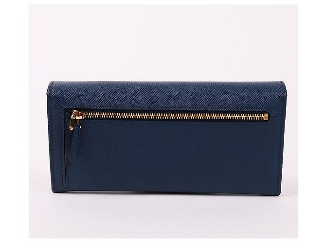 Prada Portafoglio lungo in Saffiano blu con logo triangle - vista 5