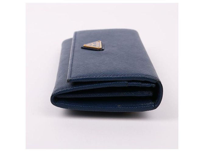 Prada Portafoglio lungo in Saffiano blu con logo triangle - vista 6