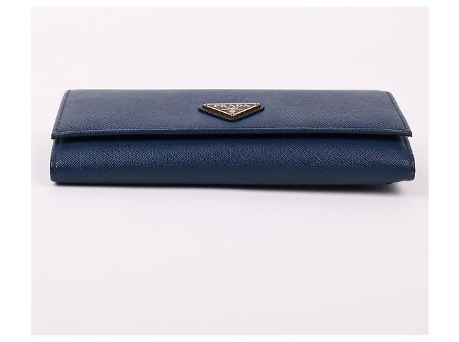 Prada Portafoglio lungo in Saffiano blu con logo triangle - vista 7