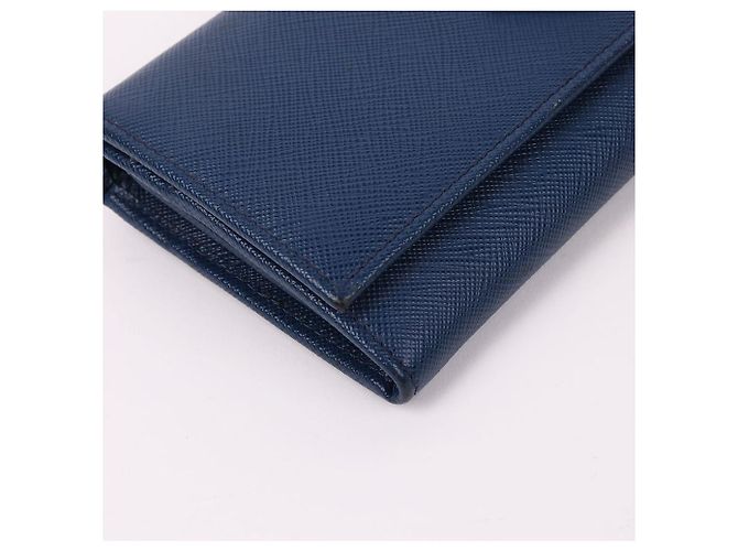 Prada Portafoglio lungo in Saffiano blu con logo triangle - vista 8