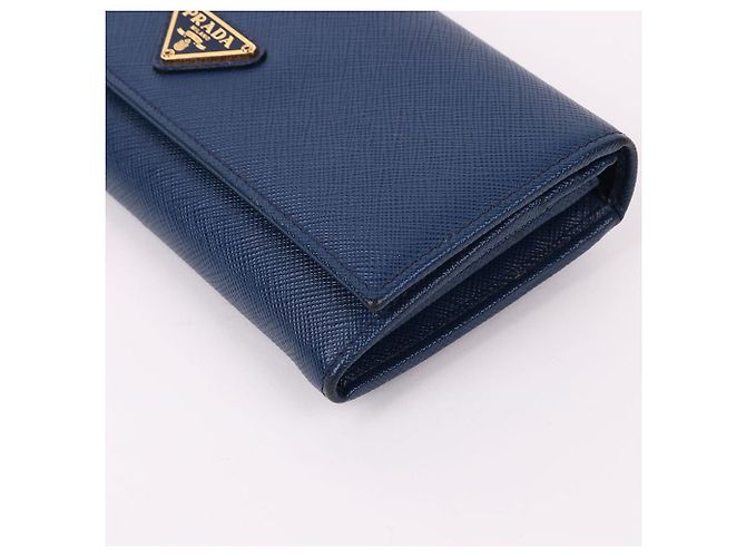 Prada Portafoglio lungo in Saffiano blu con logo triangle - vista 9