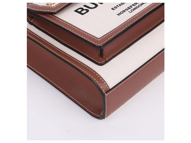 Burberry Piccola borsa a tracolla in tela con logo e taschino Bianco - vista 10
