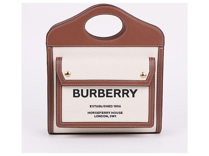 Burberry Piccola borsa a tracolla in tela con logo e taschino Bianco - vista 2