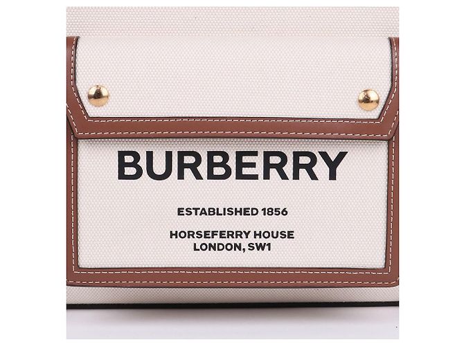 Burberry Piccola borsa a tracolla in tela con logo e taschino Bianco - vista 3
