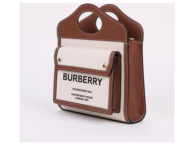 Burberry Piccola borsa a tracolla in tela con logo e taschino Bianco - vista 4