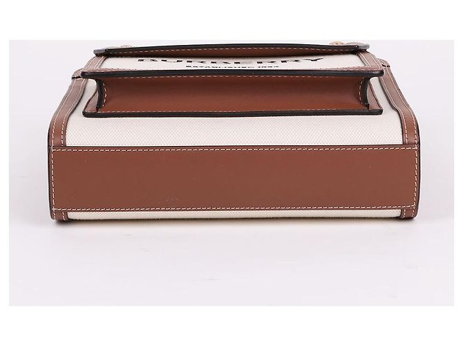 Burberry Piccola borsa a tracolla in tela con logo e taschino Bianco - vista 9