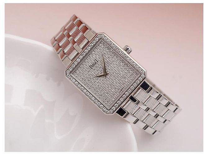 Piaget Damenarmbanduhr Protocol Vintage in Weißgold, Größe Medium, mit Full Pave Diamanten - Ansicht 10