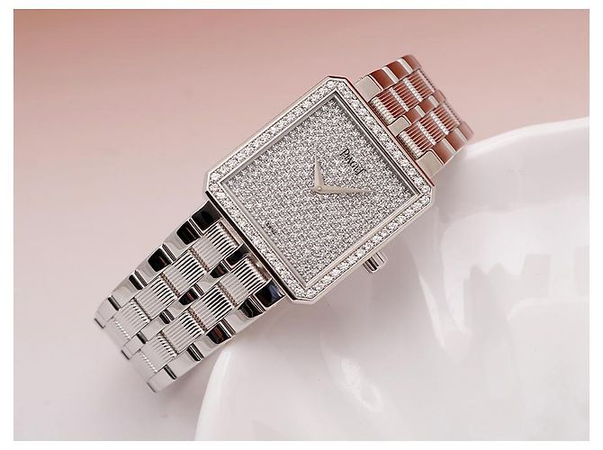 Piaget Damenarmbanduhr Protocol Vintage in Weißgold, Größe Medium, mit Full Pave Diamanten - Ansicht 11