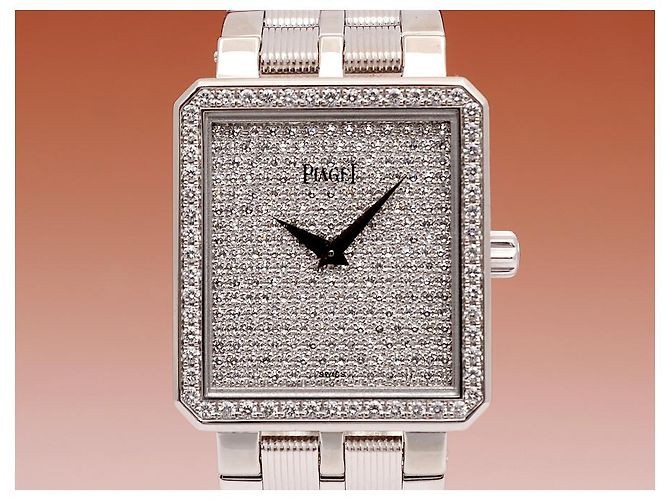 Piaget Damenarmbanduhr Protocol Vintage in Weißgold, Größe Medium, mit Full Pave Diamanten - Ansicht 4