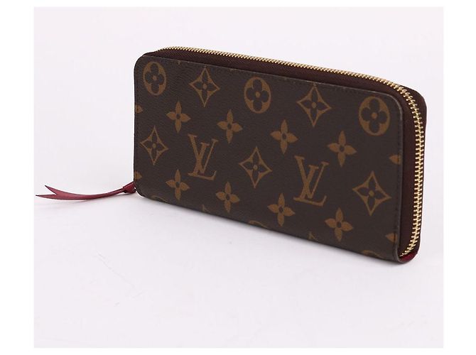 Louis Vuitton Portafoglio lungo con zip Clemence Burgundy Rosso - vista 3