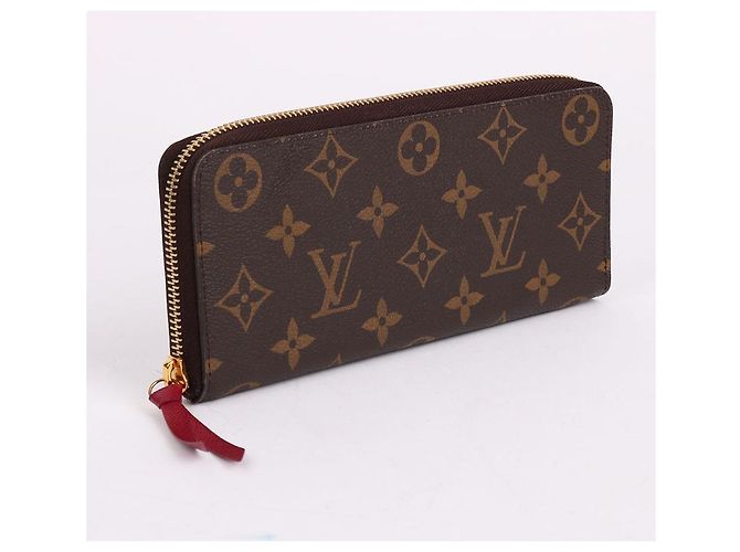 Louis Vuitton Portafoglio lungo con zip Clemence Burgundy Rosso - vista 4