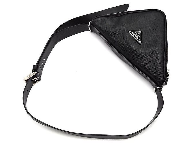 Prada Saffiano Triangle Gürteltasche Schwarz - Ansicht 4