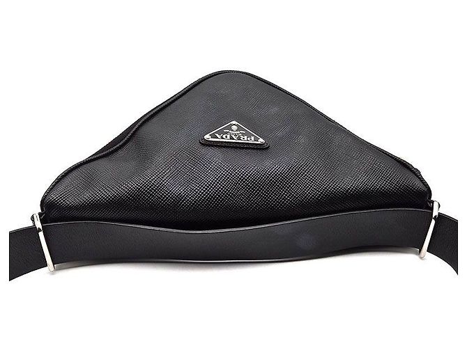 Prada Saffiano Triangle Gürteltasche Schwarz - Ansicht 7