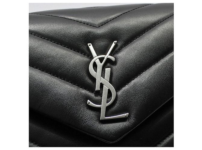 Saint Laurent Borsa a tracolla Monogram Loulou Small in nero con finiture argentate - vista 7