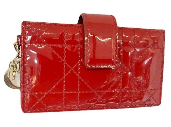 Dior Cartera de tarjetas acordeón en charol rojo Roja - vista 2