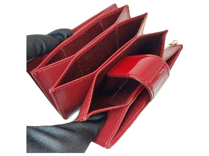 Dior Cartera de tarjetas acordeón en charol rojo Roja - vista 3