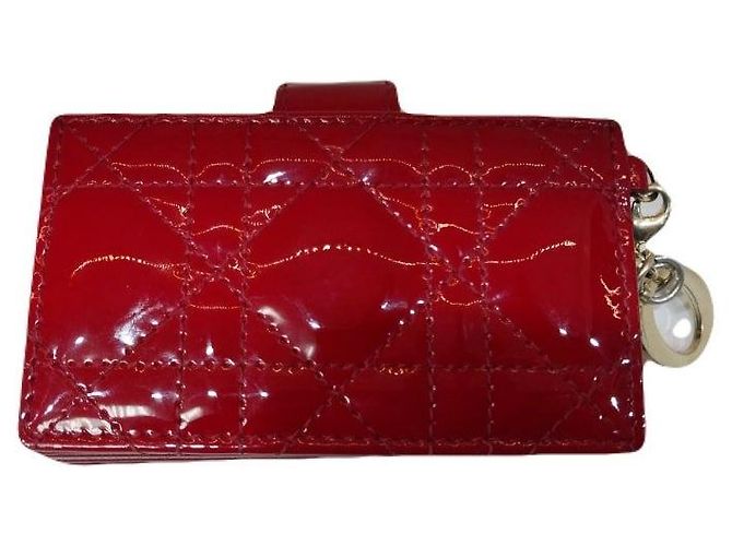 Dior Cartera de tarjetas acordeón en charol rojo Roja - vista 4