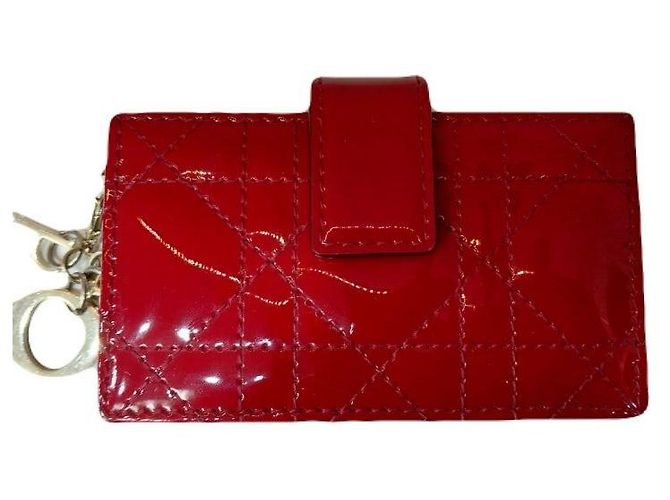 Dior Cartera de tarjetas acordeón en charol rojo Roja - vista 5