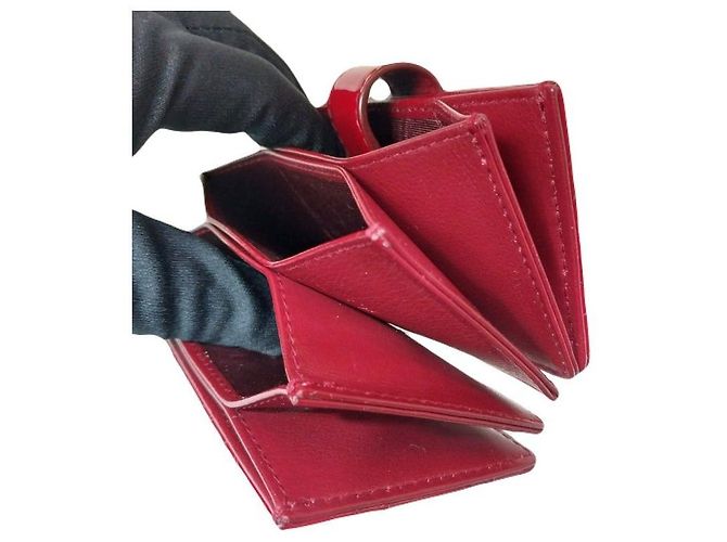 Dior Cartera de tarjetas acordeón en charol rojo Roja - vista 6