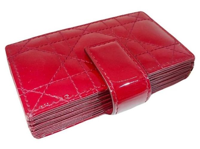 Dior Cartera de tarjetas acordeón en charol rojo Roja - vista 7