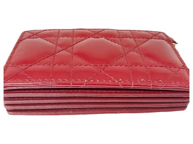 Dior Cartera de tarjetas acordeón en charol rojo Roja - vista 8
