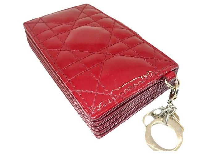 Dior Cartera de tarjetas acordeón en charol rojo Roja - vista 9