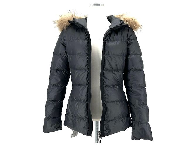 Giacca corta in piumino Moncler Angres Belt Fur Nero - vista 2