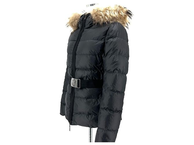 Giacca corta in piumino Moncler Angres Belt Fur Nero - vista 3