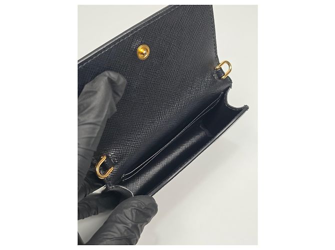 Prada Tarjetero Saffiano con cadena Plata - vista 10