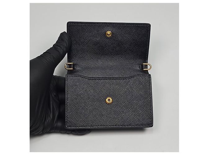Prada Tarjetero Saffiano con cadena Plata - vista 9