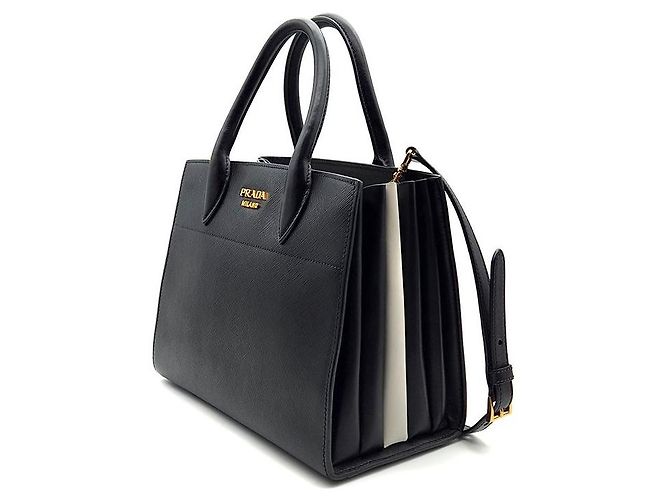 Prada Borsa Tote e Borsa a Spalla Saffiano Bibliotek Nero - vista 2