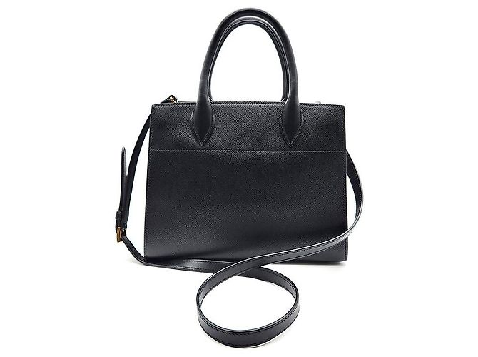 Prada Borsa Tote e Borsa a Spalla Saffiano Bibliotek Nero - vista 3