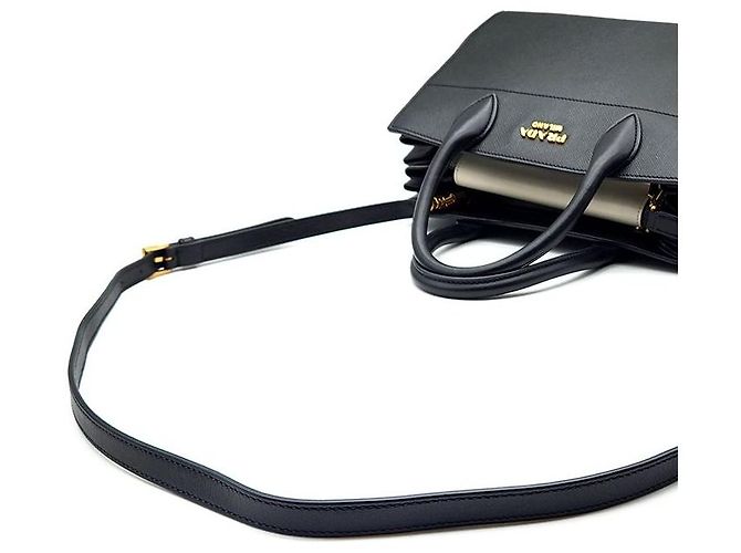 Prada Borsa Tote e Borsa a Spalla Saffiano Bibliotek Nero - vista 5