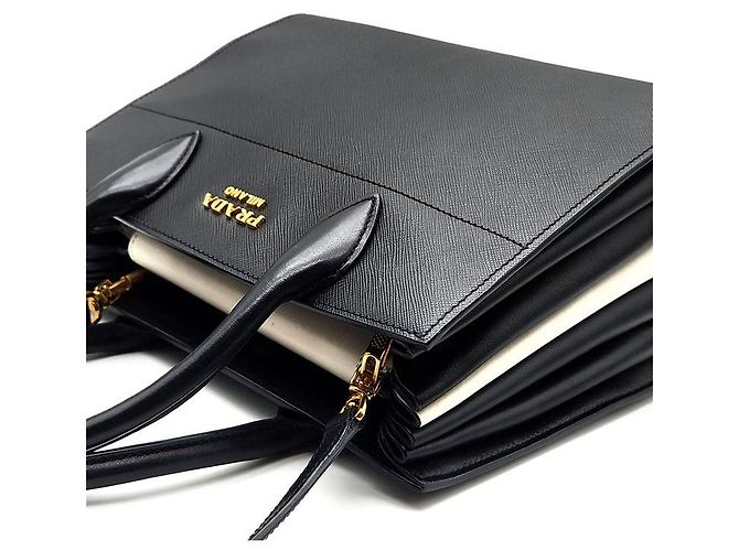 Prada Borsa Tote e Borsa a Spalla Saffiano Bibliotek Nero - vista 6