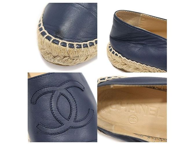 Chanel Espadrilles Slip-On aus dunkelblauem Lammleder für Damen - Ansicht 7