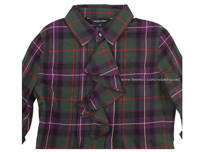 Abito a quadri con volant Ralph Lauren Junior Verde e Viola - vista 4