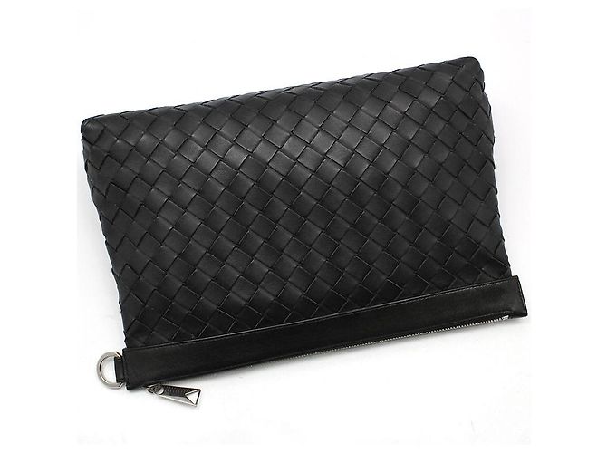 Bottega Veneta Clutch Small in Mesh Intrecciato Nero - vista 2