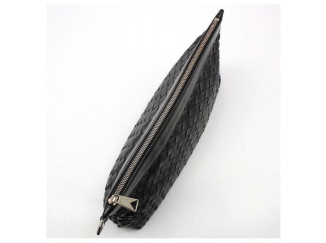 Bottega Veneta Clutch Small in Mesh Intrecciato Nero - vista 5