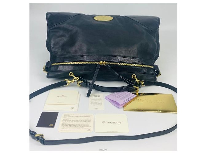 Mulberry Borsa oversize strutturata in pelle nera Nero - vista 6