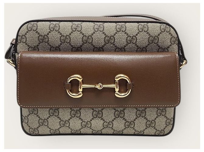 Gucci Piccola borsa a tracolla GG Supreme Horsebit marrone - vista 2