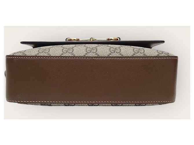 Gucci Piccola borsa a tracolla GG Supreme Horsebit marrone - vista 7