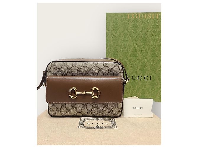 Gucci Piccola borsa a tracolla GG Supreme Horsebit marrone - vista 8