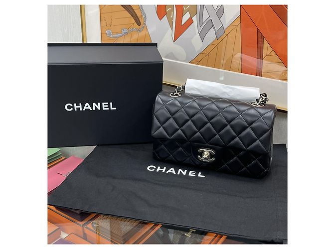 Chanel Classic New Mini Lambskin Black Champagne Gold Nero - vista 10