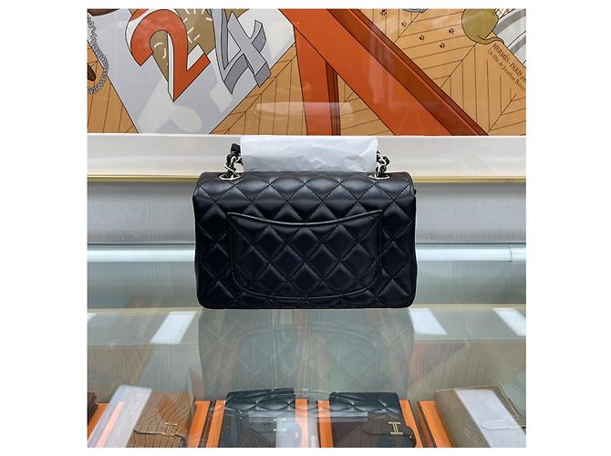Chanel Classic New Mini Lambskin Black Champagne Gold Nero - vista 6