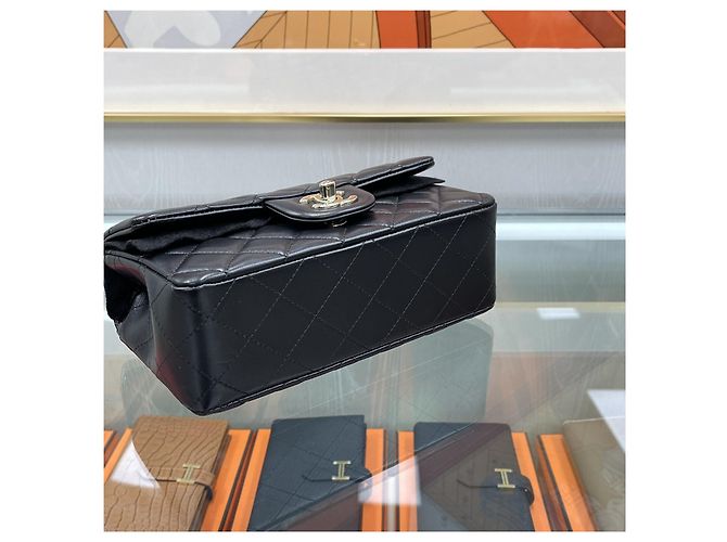 Chanel Classic New Mini Lambskin Black Champagne Gold Nero - vista 7