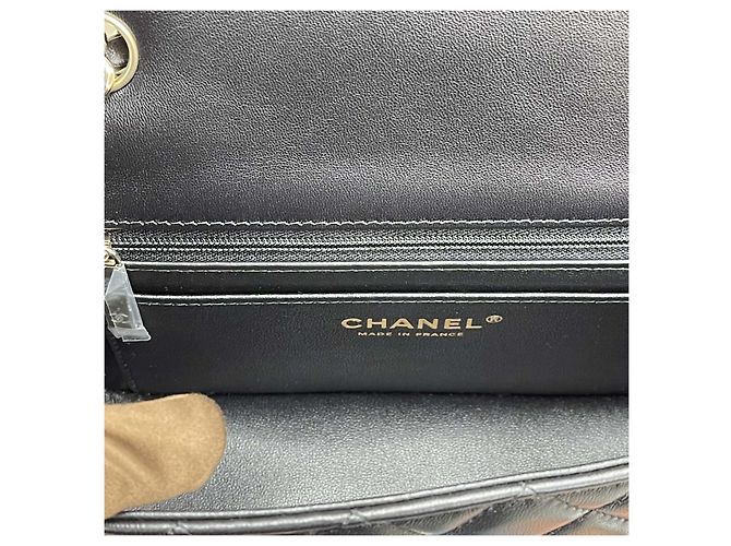 Chanel Classic New Mini Lambskin Black Champagne Gold Nero - vista 9